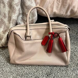 Coach Beige Satchel with Red Accents